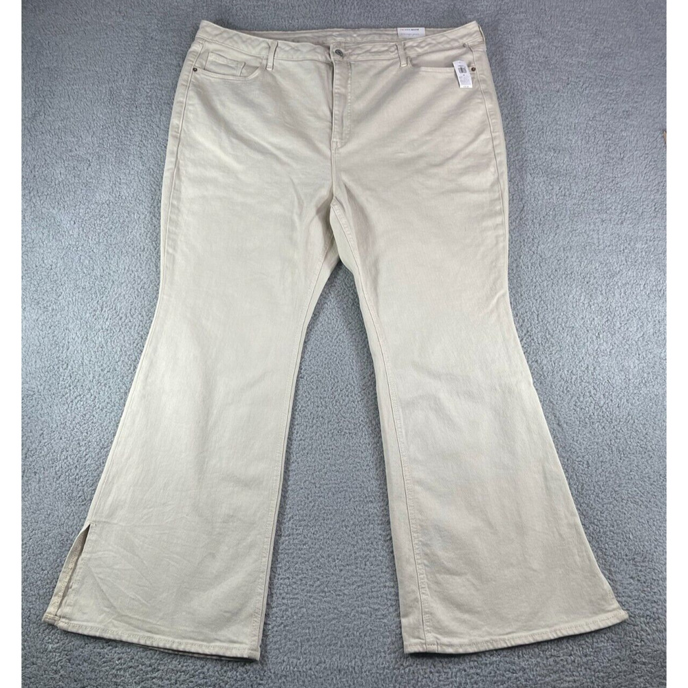 Old Navy Jeans Womens 24 White Denim Flare Higher High Rise Smooth Pockets NWT